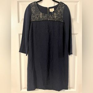 Sezane dress - navy with metallic accent neckline - size S